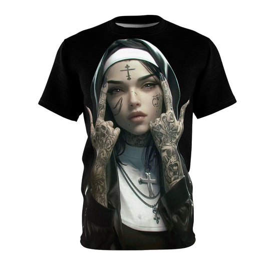 T-Shirt Tattooed Nun Unisex Cut & Sew Tee