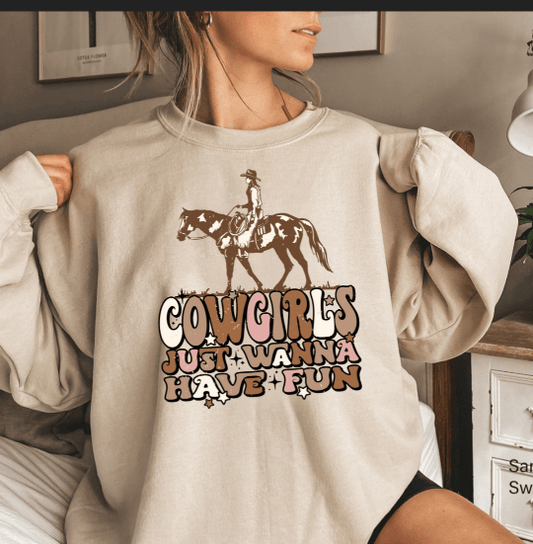 Cowgirls Just Wanna Have Fun Crewneck by My Carolina Moon