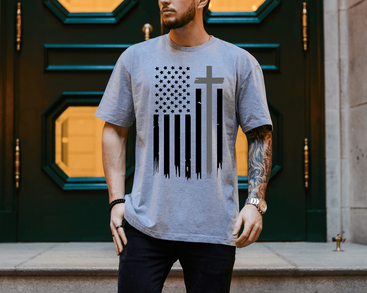 Merica Cross Graphic Tee by My Carolina Moon